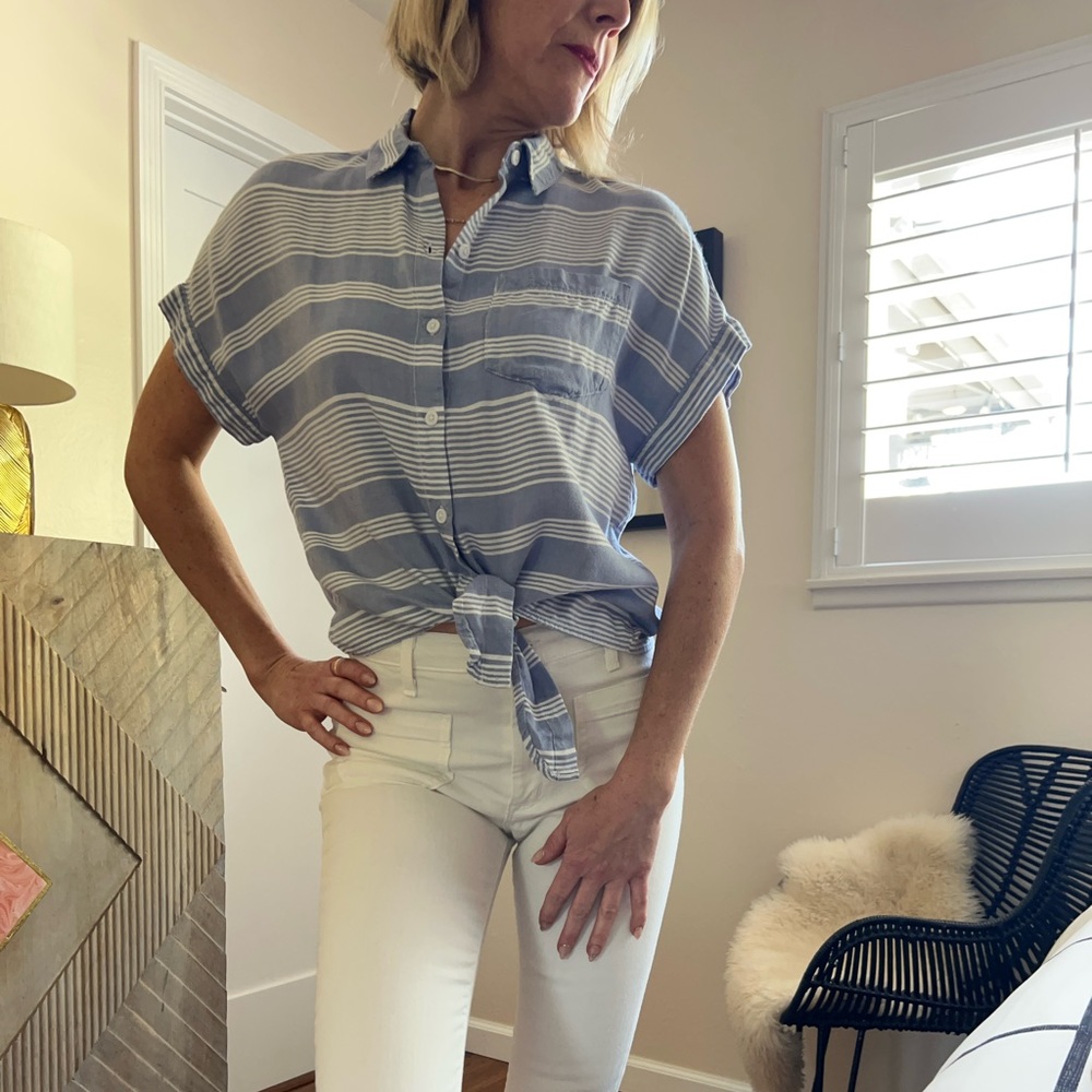 Tie Waist Cropped Blouse